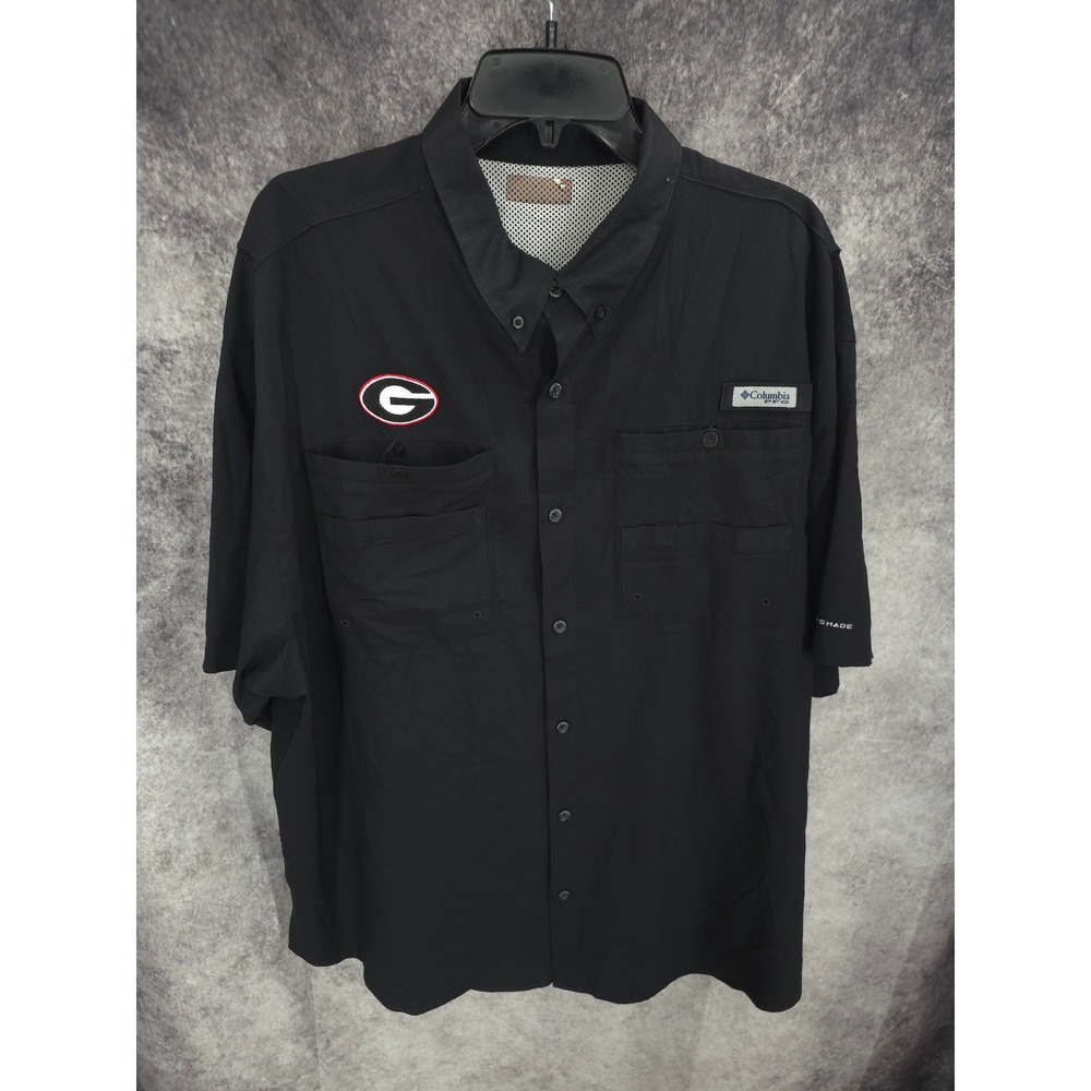 Georgia Bulldogs Columbia PFG Fishing Shirt Men XL Black Vented Mesh Hiking NCAA